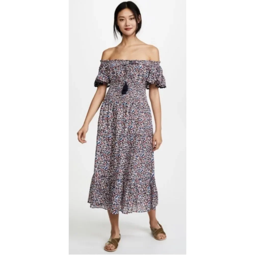 Tory Bruch Wildflower Smocked Midi Dress